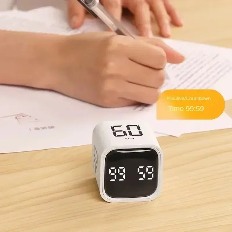 LED Display Productivity Cube Timer Gravity Sensor Flipping Preset Time Dual Modes Countdown Cooking Digital Timer Oven