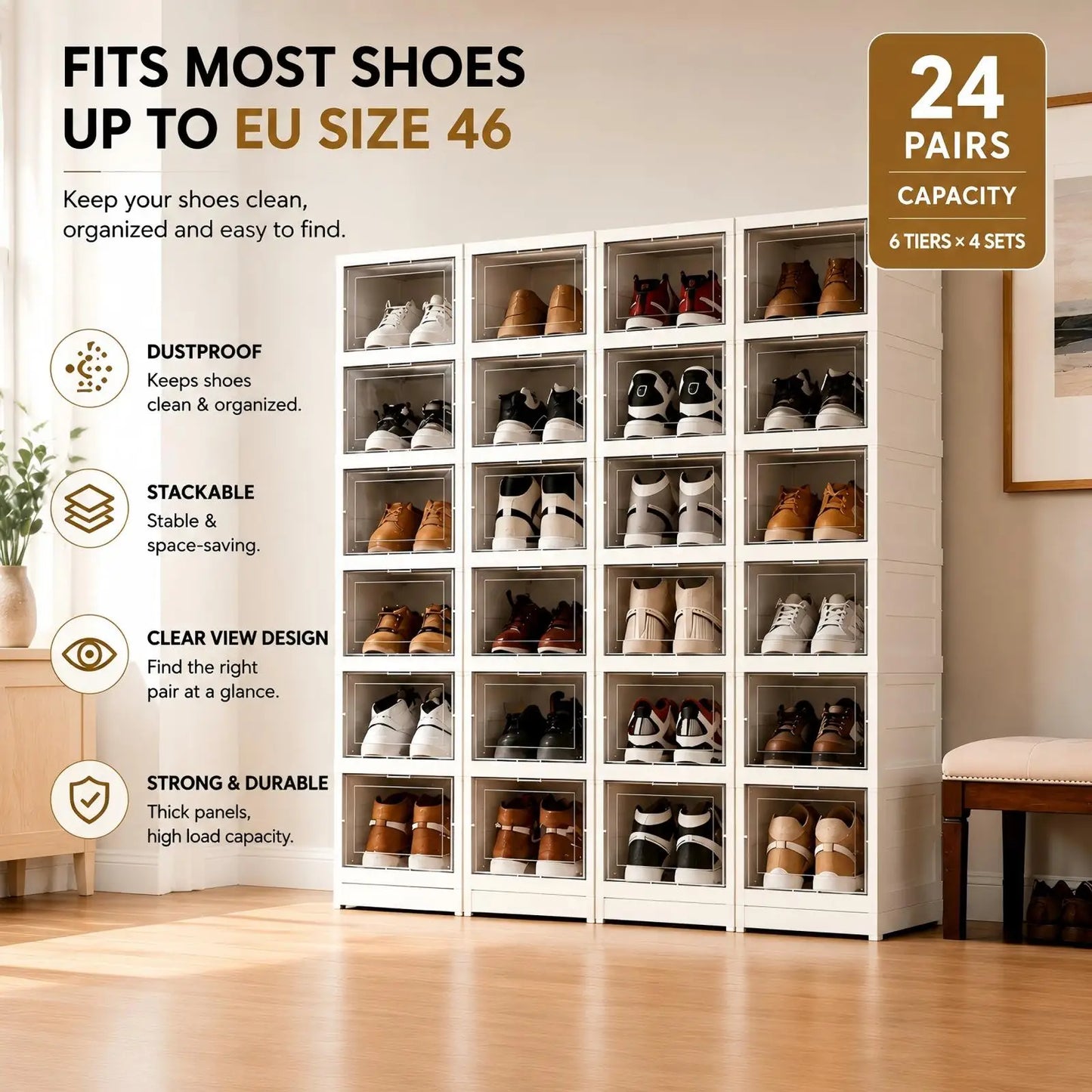 ClearStack™ – Foldable Shoe Organizer 👟✨