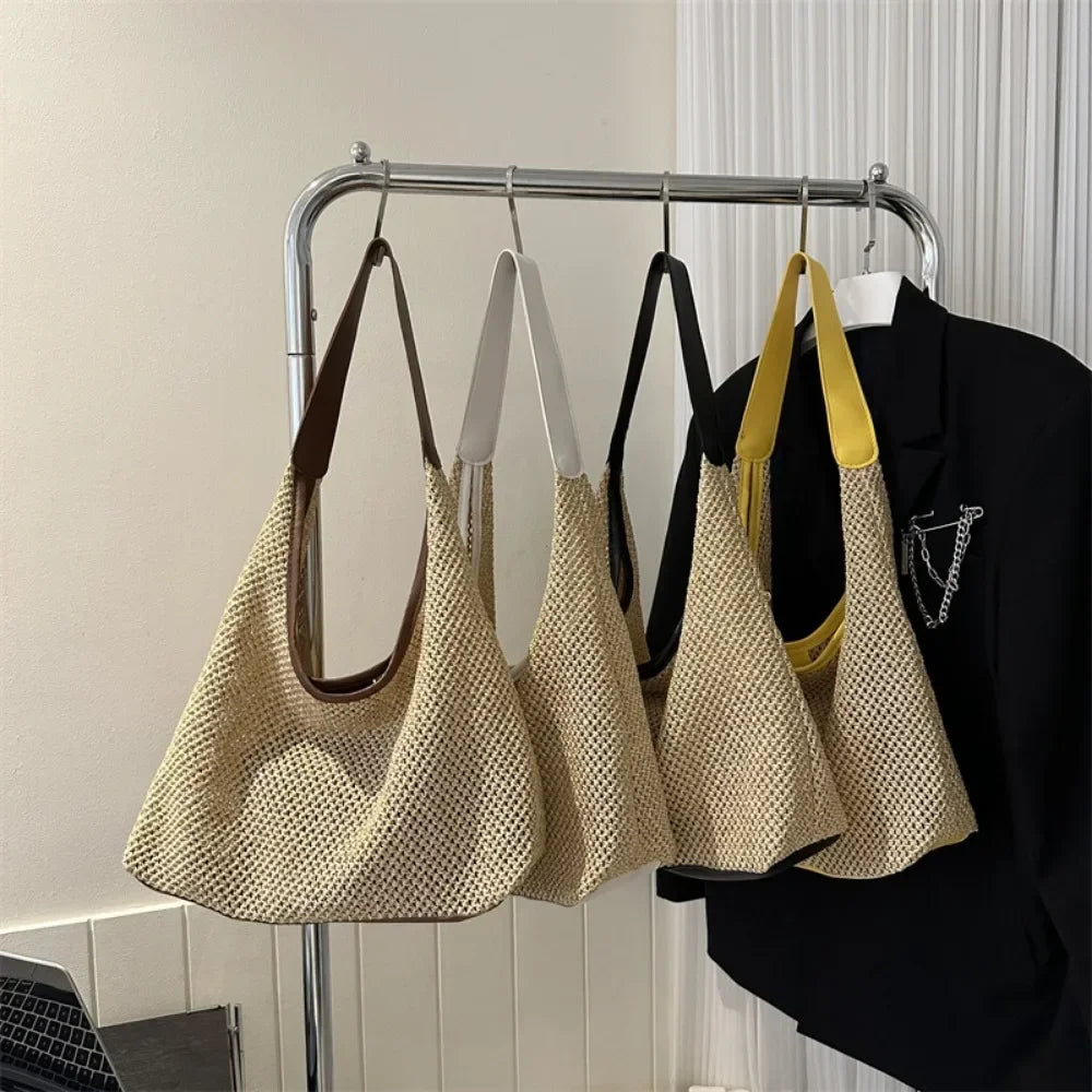 Casual Beach Summer Popular Woven Mother-in-law Bag 2026 Fashionable One-shoulder Seaside Travel Beach Straw Bag Women Handbags