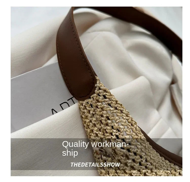Casual Beach Summer Popular Woven Mother-in-law Bag 2026 Fashionable One-shoulder Seaside Travel Beach Straw Bag Women Handbags