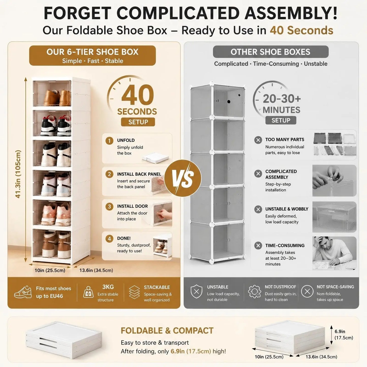 ClearStack™ – Foldable Shoe Organizer 👟✨