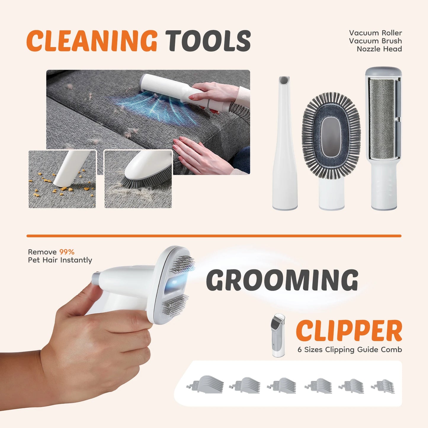 Elvora GroomVac Pro™ – 5-in-1 Pet Grooming Vacuum Kit 🐾✨