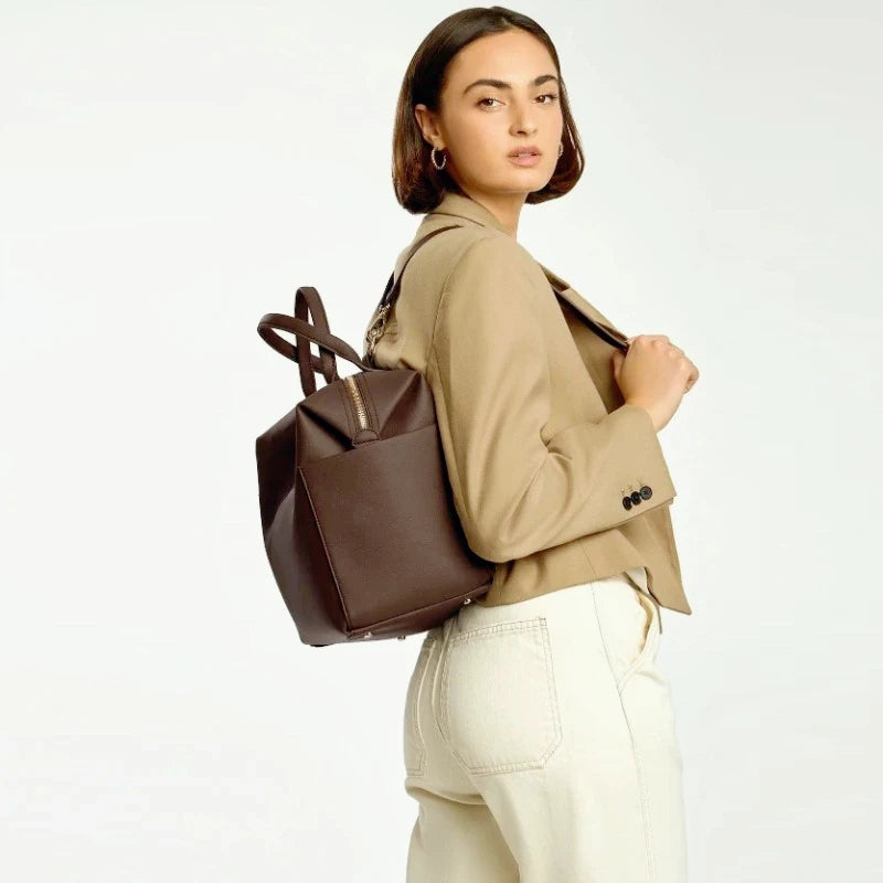 Customized PU Leather Three-in-One Portable Handbag Diaper Backpack Travel Shoulder Strap Mother Bag Fashionable Simple Design