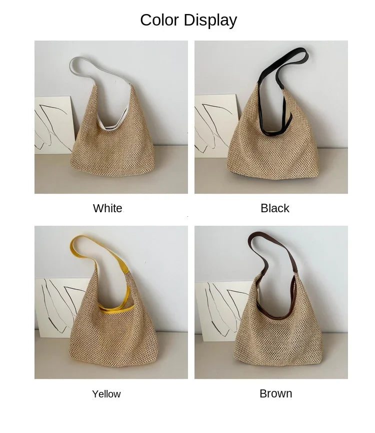 Casual Beach Summer Popular Woven Mother-in-law Bag 2026 Fashionable One-shoulder Seaside Travel Beach Straw Bag Women Handbags
