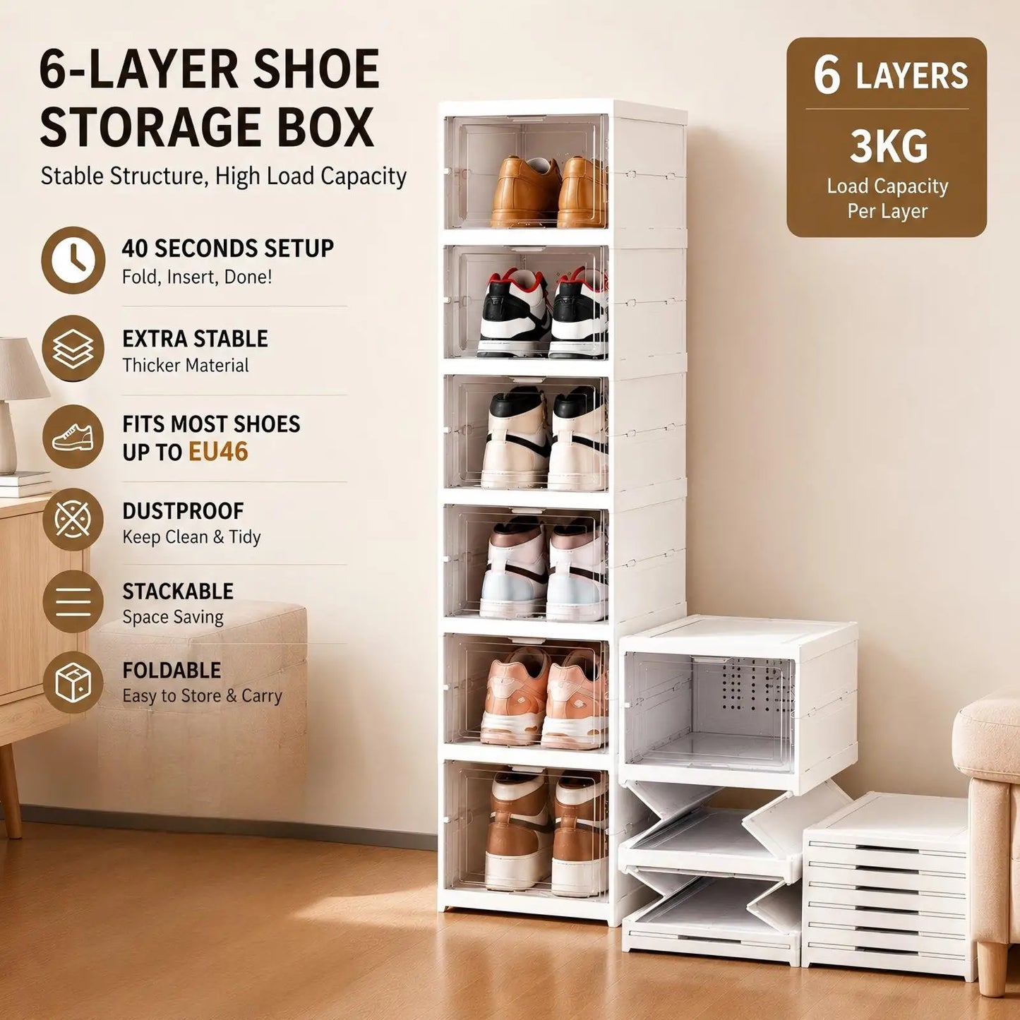 ClearStack™ – Foldable Shoe Organizer 👟✨