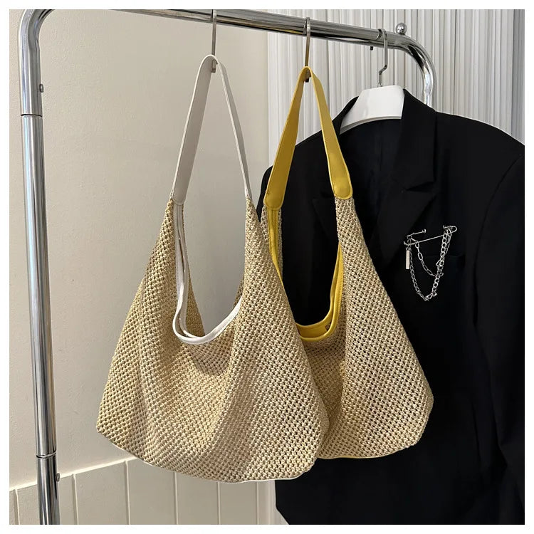 Casual Beach Summer Popular Woven Mother-in-law Bag 2026 Fashionable One-shoulder Seaside Travel Beach Straw Bag Women Handbags