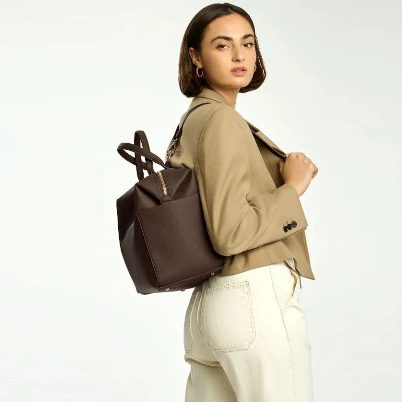 Customized PU Leather Three-in-One Portable Handbag Diaper Backpack Travel Shoulder Strap Mother Bag Fashionable Simple Design