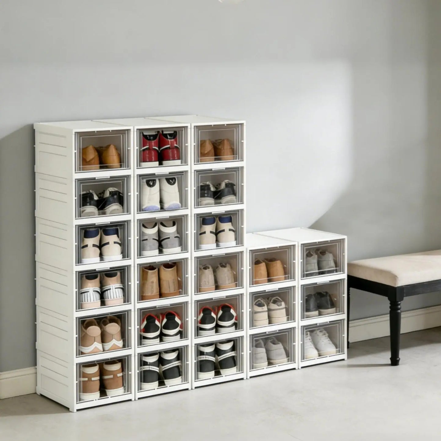 ClearStack™ – Foldable Shoe Organizer 👟✨